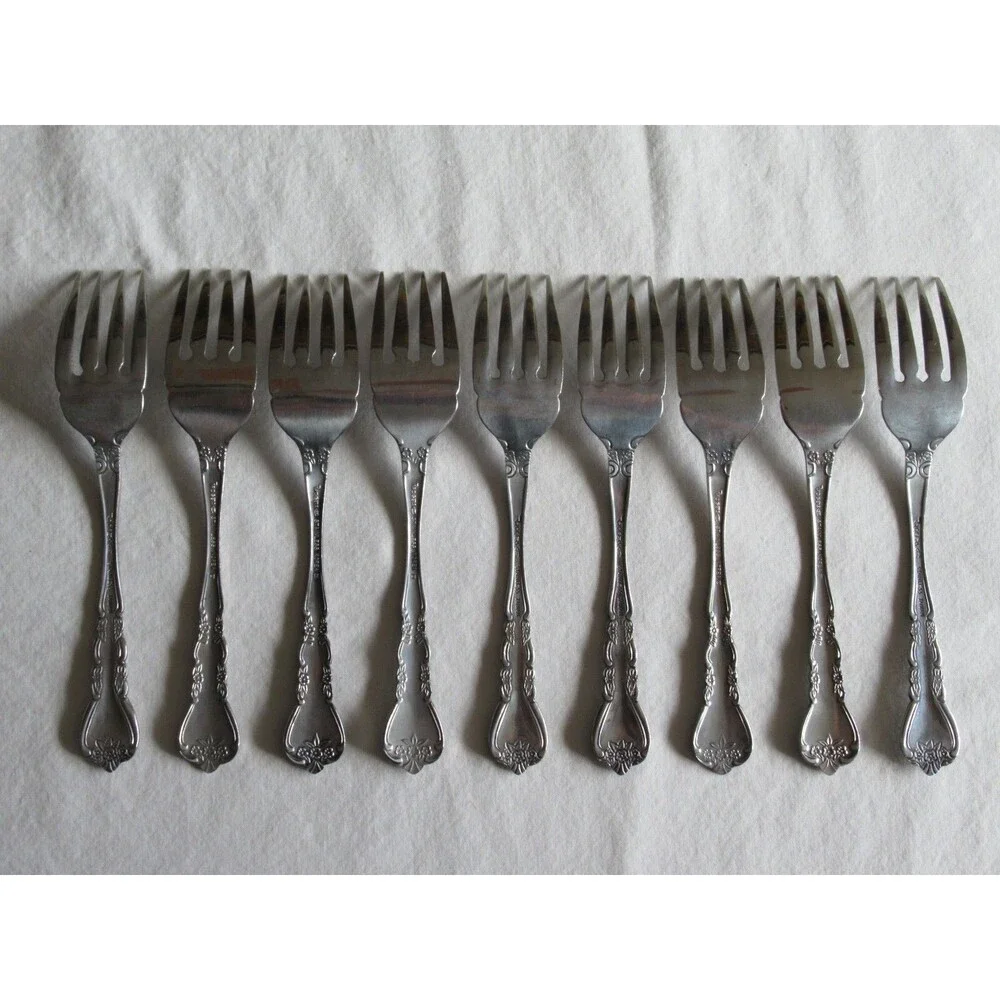 Roberts Rogers Co Korea & Taiwan DELIGHT Stainless Lot of 9x Salad Forks 6